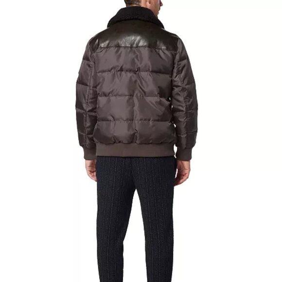 NEW ANDREW MARC Beaumont Faux Shearling Collar Puffer Jacket in brown 1025 7m3 - Picture 6 of 7